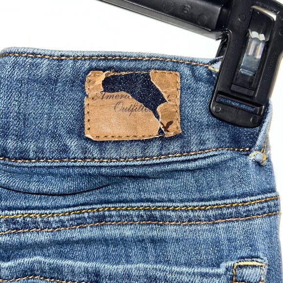 American Eagle Womens Stretch Distressed Jeans Size 4 Blue Denim - Picture 5 of 7